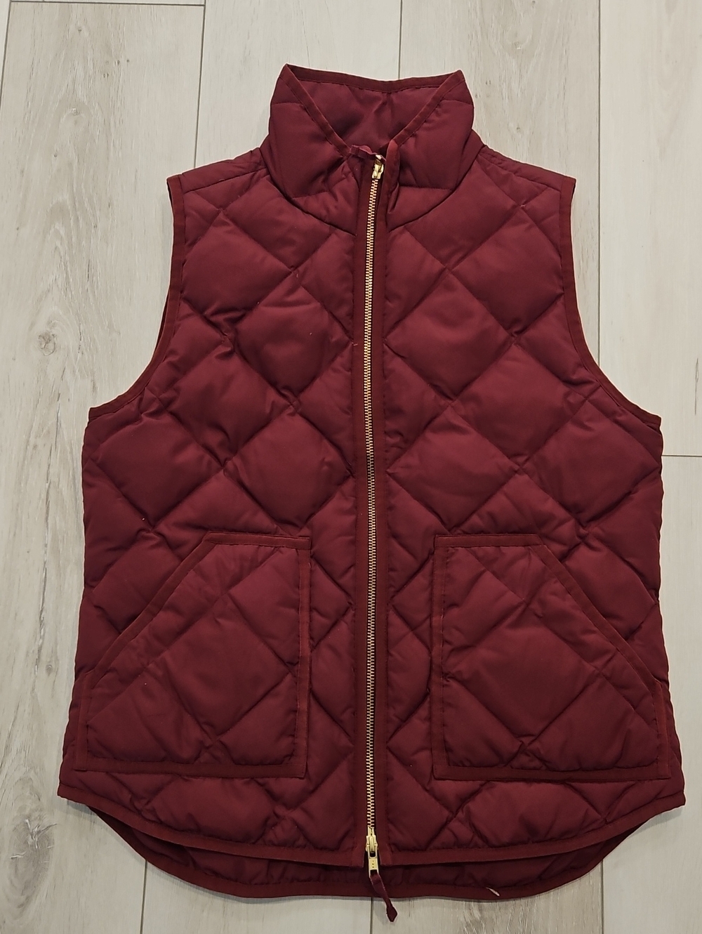 J Crew down feather quilted vest, size S